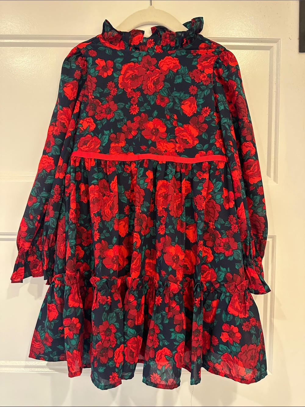 Janie and Jack Red Floral Ruffle Dress